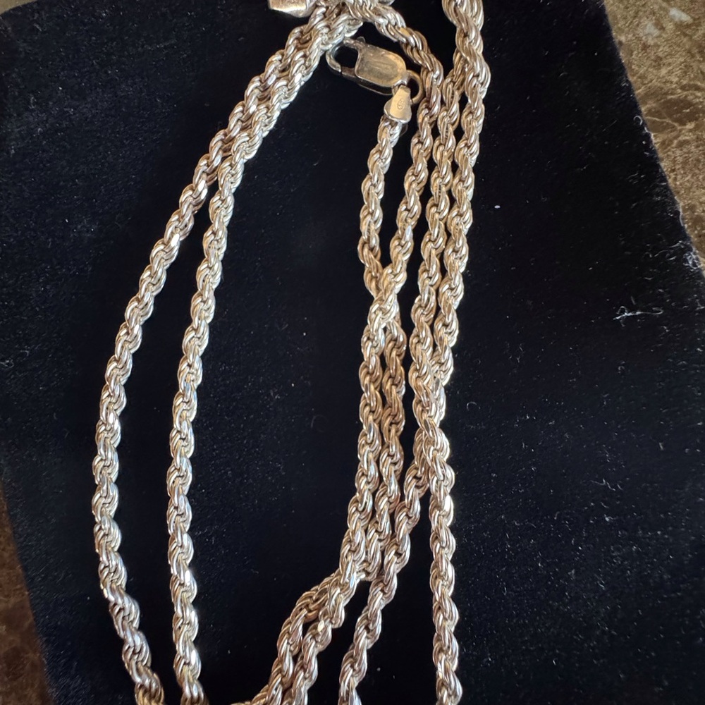 Vintage Sterling Silver Gold Vermeil Italian Rope Chain Necklace